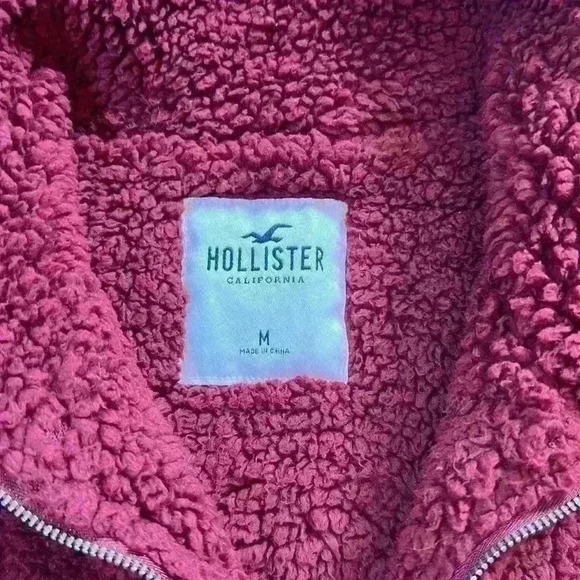 Hollister Size Medium Plum Maroon Burgundy Half-Zip Fleece - Picture 2 of 3